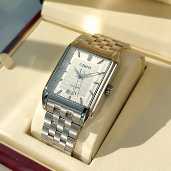 Луксозна рокля Часовник Автоматични мъжки бизнес самонавиващи се механични ръчни часовници CIRNI правоъгълник от неръждаема стомана календарни часовници 2022
