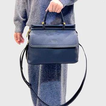 Луксозни чанти Дамски чанти Естествена крава кожа Ретро работа рамо чанта женски Crossbody пратеник портмонета дама ръка дизайнер чанта