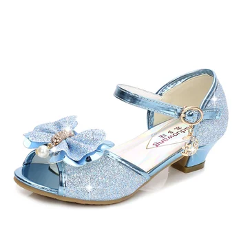 Лято малко момиче риба уста перла лък кристал принцеса обувки детска мода дишаща нехлъзгащи сандали
