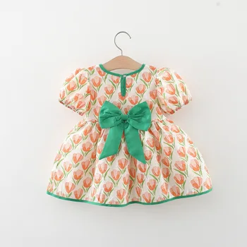 Малко дете бебе момичета дрехи лято къс ръкав флорални принцеса рожден ден рокля рокли за момиче бебе дрехи тънък костюм рокля