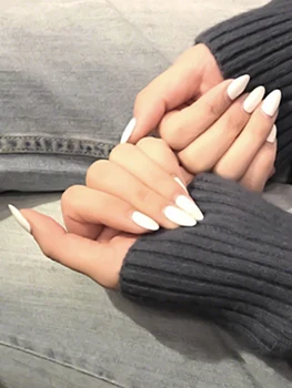 Матирано бели изкуствени нокти Пълно покритие Удобно носене на фалшиви нокти за нокти Професионален начинаещ