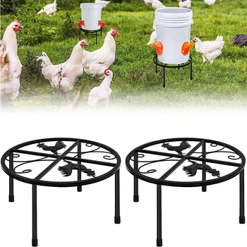 Метална стойка за пилешко захранващо поилка Неръждаема опорна стойка с 4 крака Подвижни аксесоари за пилешки кокошарници