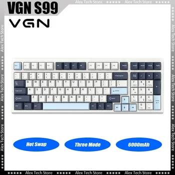 Механична клавиатура Vgn S99 Безжична 3-режимна динамична Rgb Hot Swap 99 клавиши Gaming 6000mah уплътнение Pc геймър Mac Windows Office подарък