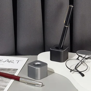 Мини алуминиев държач за писалка с неплъзгаща се подложка за молив Единична държач за молив База Организатор на творческо бюро Офис консумативи
