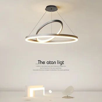 Минималистичен полилей осветление модерен пръстен Led висяща лампа за хол спалня трапезария дизайнер осветително тяло блясък осветление