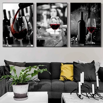 Мода Чаша за червено вино Арт Картини от платно Известни плакати и отпечатъци Картина за стена за хол Бар Декорация на стена Cuadros