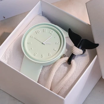 Мода прости дамски кварцови ръчни часовници Ins високо качество студент мъже жени кръг часовници свободно време реколта Relojes Para Mujer