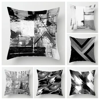 Модерен сив черен абстрактен геометричен калъф за възглавница Начало декор възглавница покритие диван хвърлят възглавница покритие 45x45 40x40 50x50 60x60