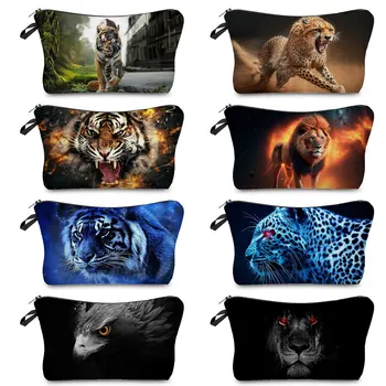 Модна тоалетна чанта Жени Пътуваща личност Животински печатен дизайн Козметични чанти Грим чанти Преносим тигър и лъв модел
