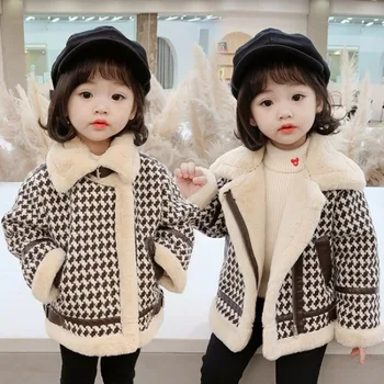 Модни момичета палта яке с цип сгъстяване топло зимно палто за момичета модерен парки корейски стил връхни дрехи върховете Q756