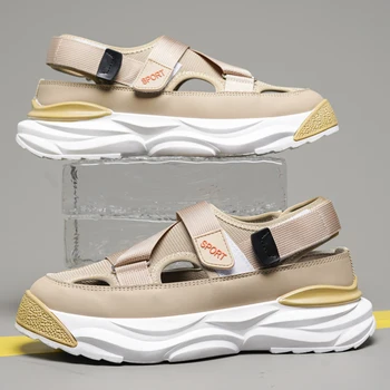 Модни сандали Мъжки дишащи ежедневни обувки на открито Мъже Летни римски маратонки Сандали Мъже Ежедневни плажни обувки Сандали Чехли