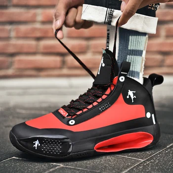 Мъжки баскетболни маратонки Модни баскетболни обувки Амортисьорни високи маратонки Износоустойчиви дантели нагоре Мъжки спортни обувки