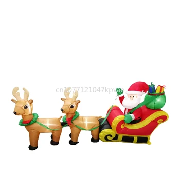 Надуваеми Дядо Коледа и северни елени доведе светлина модел лосове шейна взриви Коледа дръпнете коледен двор декорация
