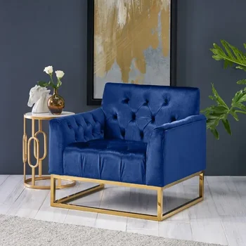 Най-продавани златни неръждаема стомана база кадифе плат фотьойл отдих единичен диван стол шезлонг за хол мебели