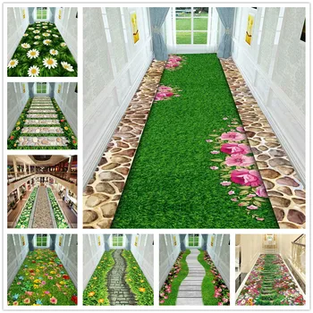 Начало 3D килим тревата път дълъг коридор килими хол килим врата спалня кухня мат фланела нехлъзгащ балкон площ килим