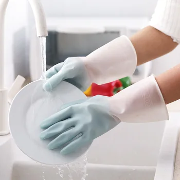 Начало Гумени ръкавици Кухненско почистване Ръкавици за миене на съдове Водоустойчиви издръжливи гумени ръкавици с тънка секция 30cm Ръкавици за миене на съдове
