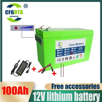  Нов 18650 3S6P 12V 100Ah литиева батерия, вграден 30A BMS, за слънчева енергия Електрическа превозно средство литиево-йонна батерия + 12.6V зарядно устройство
