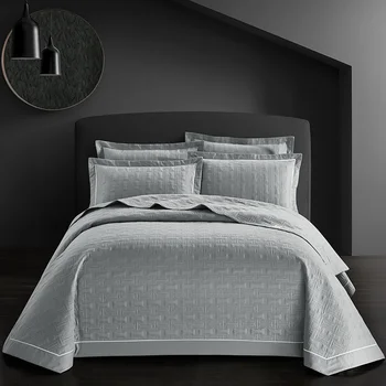 Нов 3Pcs луксозен памук хвърлят одеяло покривка 245x250cm бяло, розово, сиво, синьо легло чаршаф калъфка