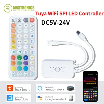 Нов Tuya WiFi SPI LED контролер с IR44 ключове Дистанционно Bluetooth музика Cntrol за WS2811 WS2812 FCOB RGB IC лента светлина DC5V-24V