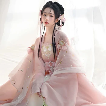 Нов китайски ханфу комплект рокля жени карнавал косплей древен традиционен ханфу бродерия ханфу танц рокля фея принцеса костюм