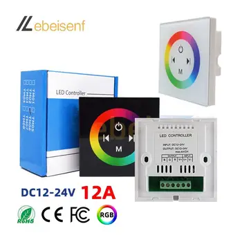 Нов стенен RGB контролер 12V 24V 12A LED 3-канален PWM сигнал димер Full-Touch 86 панел за 5050 2835 цветни ленти светлини