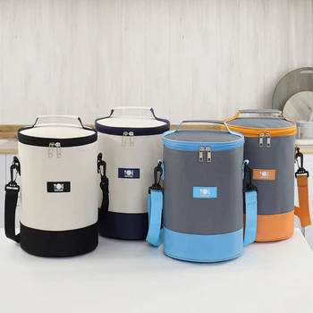 Нова кръгова чанта за обяд Portabl Food Thermal Box Durable водоустойчив офис охладител Lunchbox Удебелена алуминиево фолио изолационна чанта