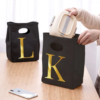 Нова кутия за обяд Преносима изолирана серия от 26 букви за мъже жени Детски контейнер за вечеря Bento PouchThermal Food Picnic Lunch Bags