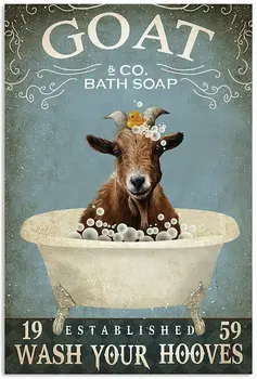 Нова метална коза реколта метал калай знаци желязо живопис плака стена декор новост смешно баня тоалетна хартия ретро салон плакат