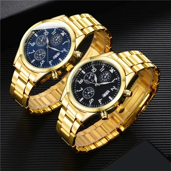 Нова мода мъжки часовници луксозна неръждаема стомана светлинен кварцов ръчен часовникМъжки бизнес часовник за мъже календар часовник подаръци