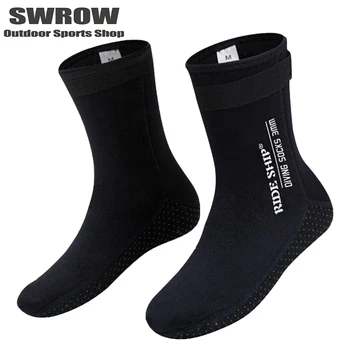 Нови 3MM неопренови чорапи за гмуркане Удебелени топли мъжки и дамски плувни шнорхел сърф чорапи нехлъзгащи се плажни водолазни чорапи