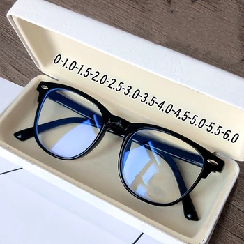 Нови анти синя светлина късогледство очила кръгла рамка близо до зрението очила за жени синя светлина блокиране късогледство очила 0 до -6.0