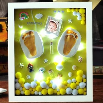 Новородени Foot Print Photo Frame 3D Foot Print Molds Photo Frame Baby Molds With Light Soft Clay DIY Handprints Детски сувенир S