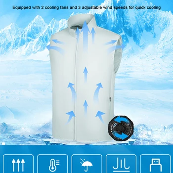 Носене охлаждане вентилатор жилетка USB климатизирани дрехи батерии захранва жилетка топлоустойчиви & дишаща 3 скорост на вятъра регулируема