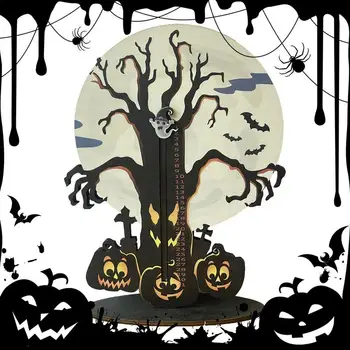 Обратно броене до Хелоуин Дървен призрак Мъртво дърво форма Адвент календар Декорация на дома Орнамент Празнично отброяване Призрачен декор за