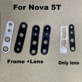 Обратно стъкло на камерата за Huawei Nova 5T Замяна на капака на рамката на задния обектив с лепилен стикер