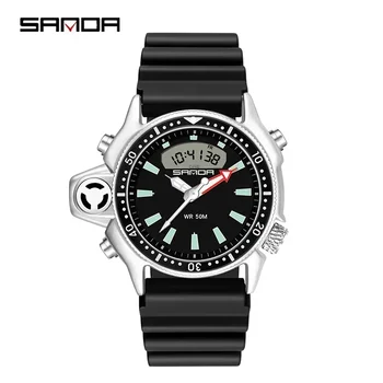 Оригинален кварцов ръчен часовник SANDA за мъже Спортни часовници Водоустойчива мода Мъжки цифров часовник Луксозен мъжки подарък