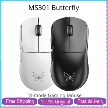 Оригинална пеперуда MS301 мишка Безжичен кабелен двоен режим Лек PAW3395 Ергономичност Дълъг живот на батерията Е-спортове Геймърска мишка