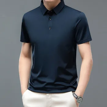 Оригинални висококачествени мъжки дизайнерски дрехи Луксозен стил Lce коприна поло голф облекло лято къс ръкав официална тениска за мъже
