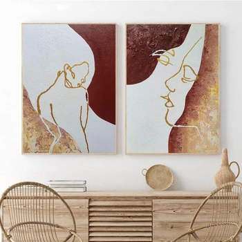 Оригинално злато секси жени абстрактен модел плакати и отпечатъци платно живопис стена арт картини начало бар стая декорация