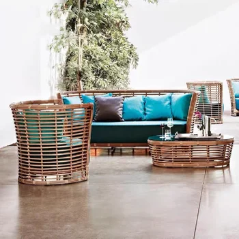 Открит диван ратан тъкани модел стая Югоизточна Азия стил отдих ратан стол вила двор градински мебели