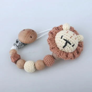 Памук бебе биберон клип за момче момиче ръчно изработени плетене на една кука залъгалка верига притежателя новородено никнене на зъби играчка душ подарък