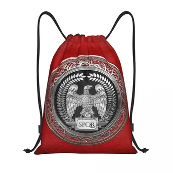 Персонализиран сребърен римски царски орел Рим SPQR шнур чанта за пазаруване йога раници мъже жени спорт фитнес sackpack