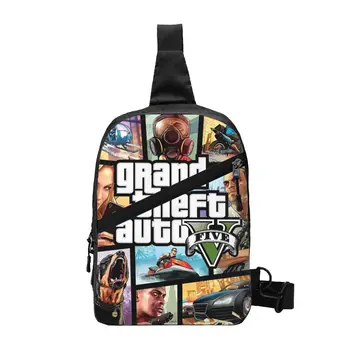 Персонализирана Grand Theft Auto Collage прашка чанти мъже приключенска игра GTA рамо Crossbody гърдите раница пътуване туризъм Daypack