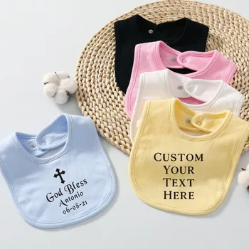 Персонализирано кръщение Bib Нов подарък за кръщене на бебе за момиче или момче Персонализиран собствен бебешки лигавник Персонализиран потребителски бебешки лигавник