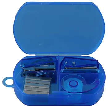 Пластмасов син мини офис комплект за снабдяване Колеги Метално синьо мини преносим калъф мини синьо стационарен офис парти комплект офис
