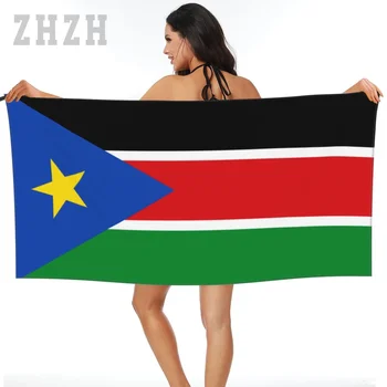Повече Дизайн Южен Судан Емблема на знамето Кърпа за баня Бързо суха микрофибърна абсорбираща мека вода Дишаща плажна баня