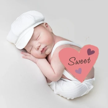 Подпори за фотография на новородени Baby Boy First Picture Outfit Photoshoot Shower Gift Cotton Overall with Cap for 0-1 Drop Shipping