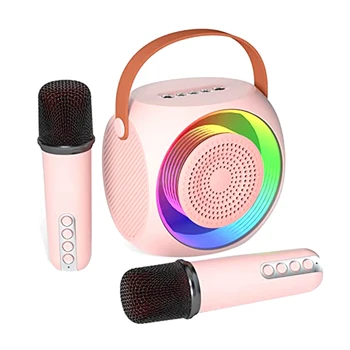 Портативна Bluetooth караоке високоговорител машина с 2 микрофона, подходяща за подаръци за рожден ден Начало Партита