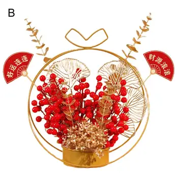 Празничен домашен декор Vibrant Fortune Fruit Simulation Flower Basket Символична китайска новогодишна украса за стая маса за хранене