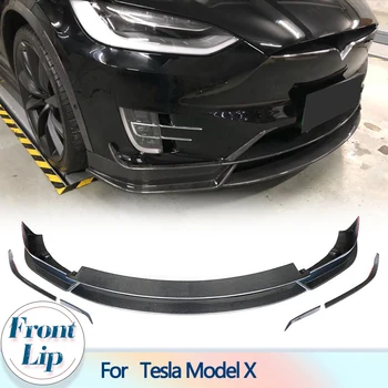 Предна броня за устни спойлер за Tesla Model X Sport Utility 4-врати 2016-2018 Карбонови влакна кола предна броня устни сплитери брадичката престилка